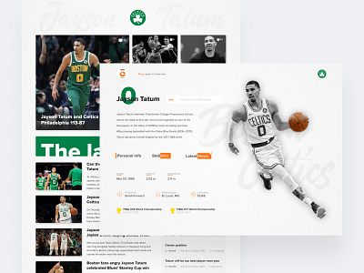 NBA player stats online platform basketball boston celtics design design concept interface modern nba sports stats ui ui ux ui design web design