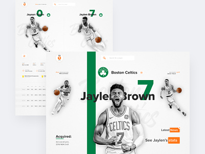 NBA player stats online platform basketball boston celtics design design concept interface interface design modern nba sports stats ui ui ui ux ui design web design
