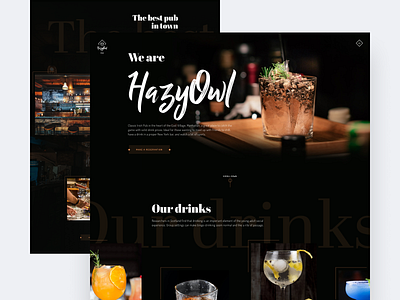 HazyOwl pub website bar design design concept drinks homepage pub ui ux ui design web design website