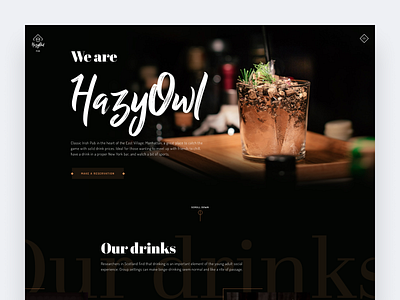 HazyOwl pub website cocktail cocktail bar design design concept drinks homepage pub ui ux ui design web design website