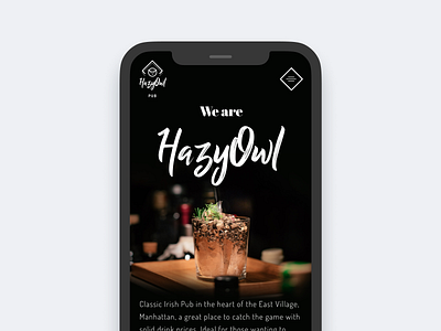 Pub website design - Mobile clean design design concept drinks homepage interface mobile mobile ui modern pub responsive ui ui ux ui design web design