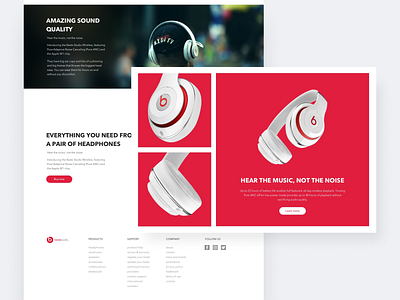 Beats by Dre website design concept beats by dre clean design design concept headphones homepage interface modern music red technology ui ui ux ui design web design white