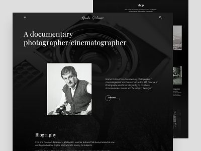 Branko Pelinović personal website branko cinematographer design homepage interface modern pelinovic photographer photography ui ux ui design web design website