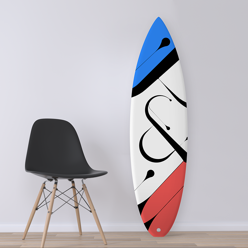 Surfboard design / & calligraphy.