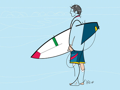 Dude art beach illustration surf vector