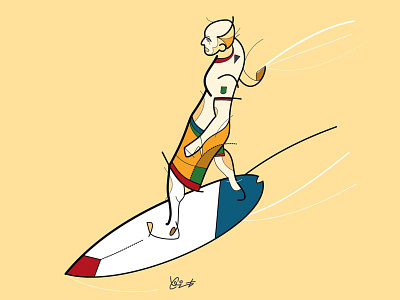 Surfer art beach illustration surf vector