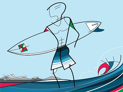 Anglet art beach illustration surf vector