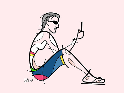 Sit art beach illustration surf vector