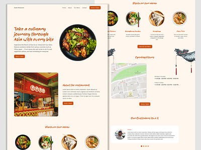 Asian Restaurant Website Concept asian asian restaurant asian restaurant website asian website design landing page landing page design orange restaurant restaurant website ui ux webdesign website design white