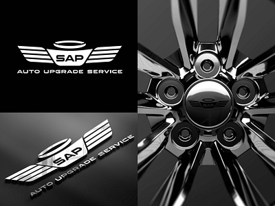 Сustomization of the old logo of auto upgrade service branding halo logo monogram radiator grille and headlight wings