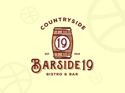 Barside19 19 bar barrel cafe logo design food food and drink logo restaurant logo design retro vintage