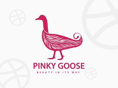 Pinky Goose aves beautiful bird feather goose logo pink
