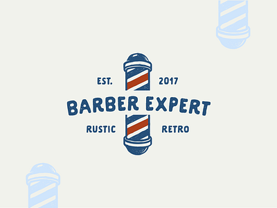 barberpole vintage hand-drawn logo design