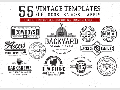 55 vintage logo template for only $12 apparel badge creative market crest for sale insignia label logo stamp tag template vintage