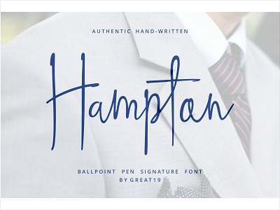 Hampton Signature Font ballpoint feminine font gentle hand written pen script signature simply sophisticated timeless unique