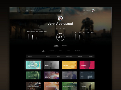Profile page games interface profile ui ux web