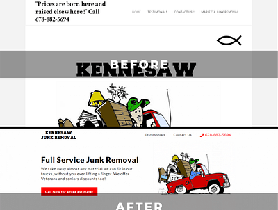 BEFORE and AFTER Kennesaw Junk Removal mobile design redesign redesign concept responsive design thompsonconcepts ui design ux design web design