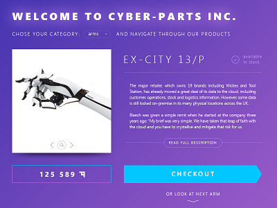 Cyborg parts store cart cms custom dashboard ecommerce electronics icons part ui ux web website