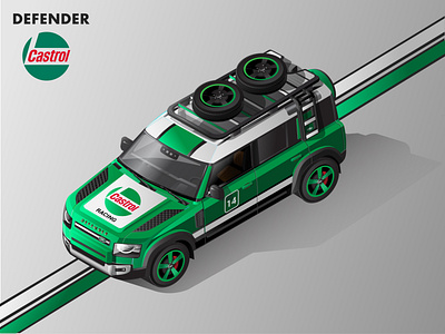 2020 Land Rover Defender Isometric Illustration - Castrol Livery
