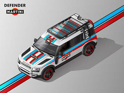 2020 Land Rover Defender Isometric Illustration - Martini Livery