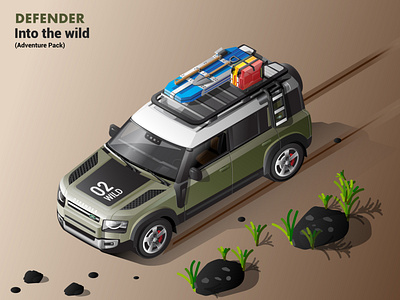 2020 Land Rover Defender Isometric Illustration - Adventure Pack