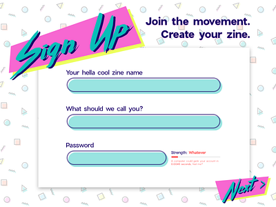 Daily UI #001: Sign Up Page 90s colorful daily ui daily ui 001 form geometry memphis design memphis style nostalgia registration page sign up vibrant