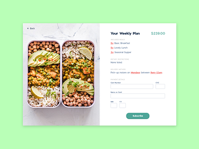 Daily UI #002: Credit Card Checkout catering credit card checkout daily ui daily ui 002 meal prep
