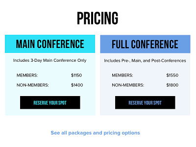 Conference Pricing Cards cards compare conference conference pricing cyan periwinkle pricing pricing cards pricing table