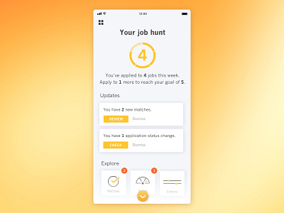 Job Hunt App app interface flat ios job app mobile mobile app design orange progress indicator user friendly user inteface