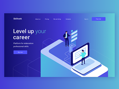 Level Up Your Career app business career design development illustration isometric platform ui web website