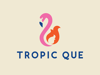 Tropic Que Logo barbecue bbq blue branding branding design caribbean design flame flamingo graphic design logo logo design orange pink restaurant restaurant branding restaurant logo tropical