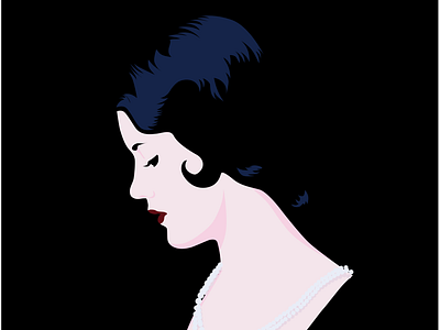 Lady in Pearls. black illustration illustrator profile vector vector art vintage woman