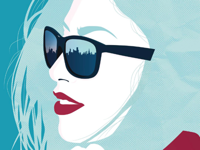 Chicago Views blue chicago hair illustration red reflection sunglasses vector vector illustration woman