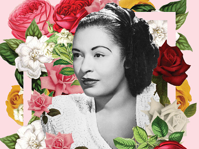 Billie Holiday billie holiday classic feminist floral flower music photo composition photo montage photoshop pink red woman yellow