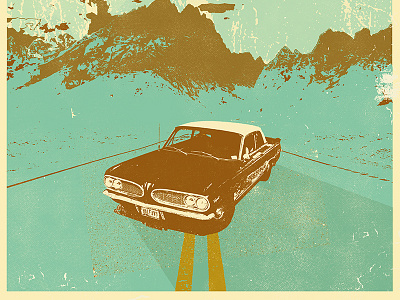 KEITH'S 1961 PONTIAC TEMPEST car classic car illustration moon mountains plane pontiac tempest vintage