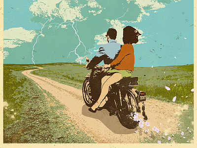 Storm Chasers art bike biker dark flowers graphic illustration lightning romantic storm