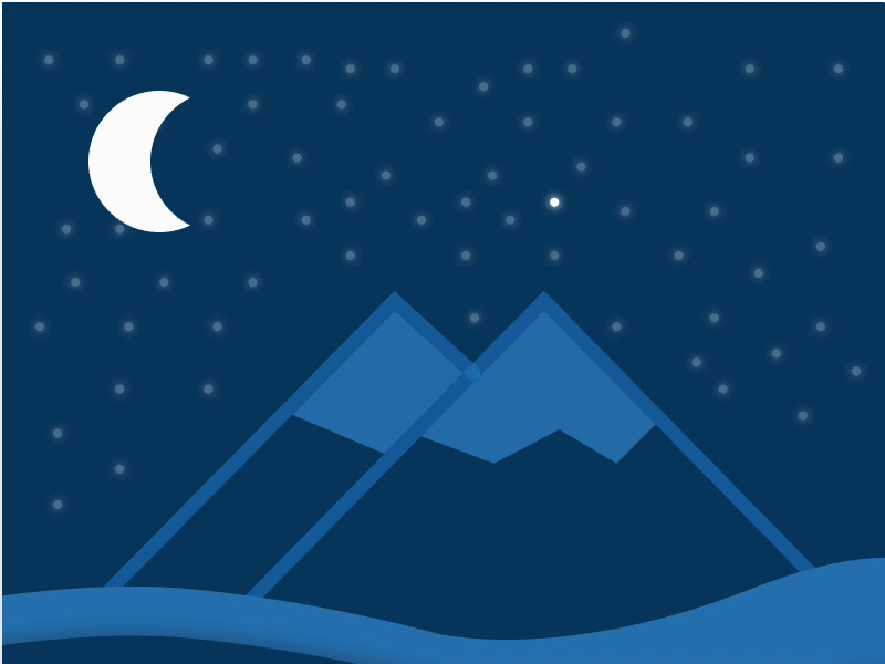 Day And Night adventure animation blue day illustration invisionstudio moon mountains night sparkle stars sun travel app ui