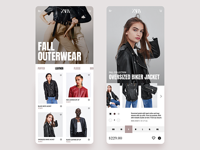 Zara Product Page brown ecommerce ecommerce app ecommerce design ecommerce shop fall fashion fashion app leather leather jacket neutral neutrals nude product design shop shopping shopping app trend trendy zara