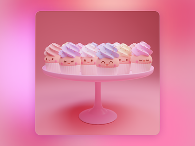 Some Juicy Cupcakes I made 3d blender cake cakes 3d cupcake cupcakes illustration pastel pastel colors