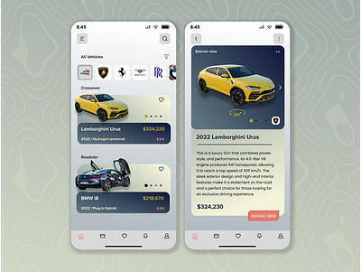 Auto sales App automobile design product design ui uiux
