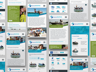Discover Boating Mobile Layouts boat boating design digital digital design fishing responsive responsive design ui user experience userinterface ux water web web design web site website
