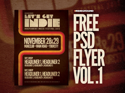 Freebie Flyer Vol. 1 festival flyer free freebie grunge indie photoshop poster psd template