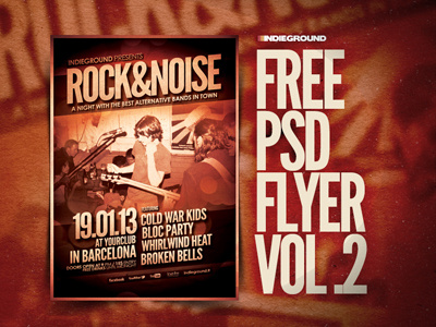 Freebie Flyer Vol. 2 alternative festival flyer free freebie grunge indie photoshop poster psd rock template
