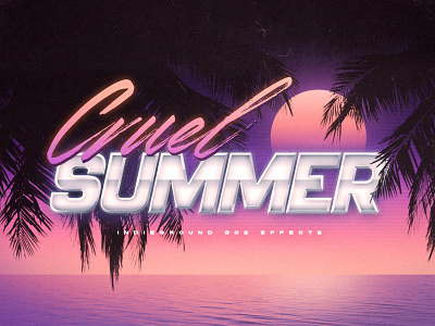 80s Photoshop Text Effect - No.28 1980s 80s futuristic indieground logo mockup palms photoshop psd retro summer sunset synthwave template text effect typography vintage