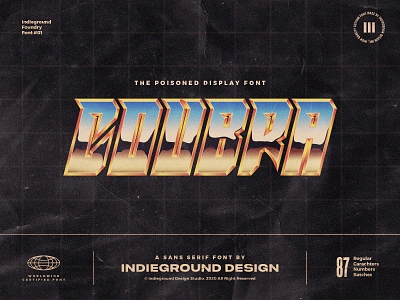 Coubra Free Font 1980s 80s chrome cobra kai display font fonts free freebies lettering logo rad retro retrowave synthwave type typeface typography vaporwave vintage