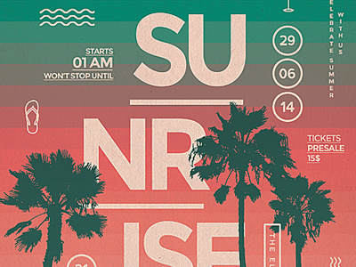 Summer Flyer Template Vol. 4 beach electronic flyer minimal nightclub palms poster psd retro summer template vintage