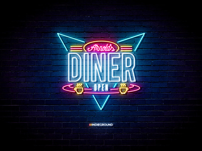 Neon Sign Effects for Photoshop - Arnold's Diner coffee diner fast food logo logo design mockup neon neon sign photoshop psd restaurant retro retrogaming template text effect vector videogames vintage vintage sign