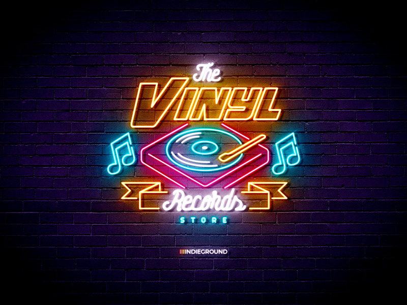 Download Neon Sign Effects for Photoshop - Vinyl Records Store by ...