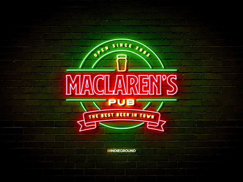 Neon Sign Effects for Photoshop - MacLaren's Pub by Roberto Perrino on ...