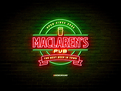 Neon Sign Effects for Photoshop - MacLaren's Pub beer branding design himym how i met your mother illustration insigna logo neon neon lights neon sign photoshop psd pub retro signage template vector